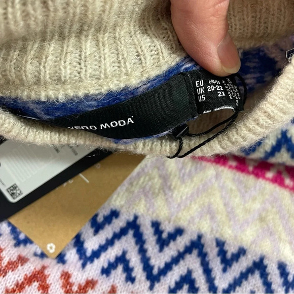 New Vero Moda Curve Rail High neck Sweater Multicolor Stripe - Picture 5 of 7